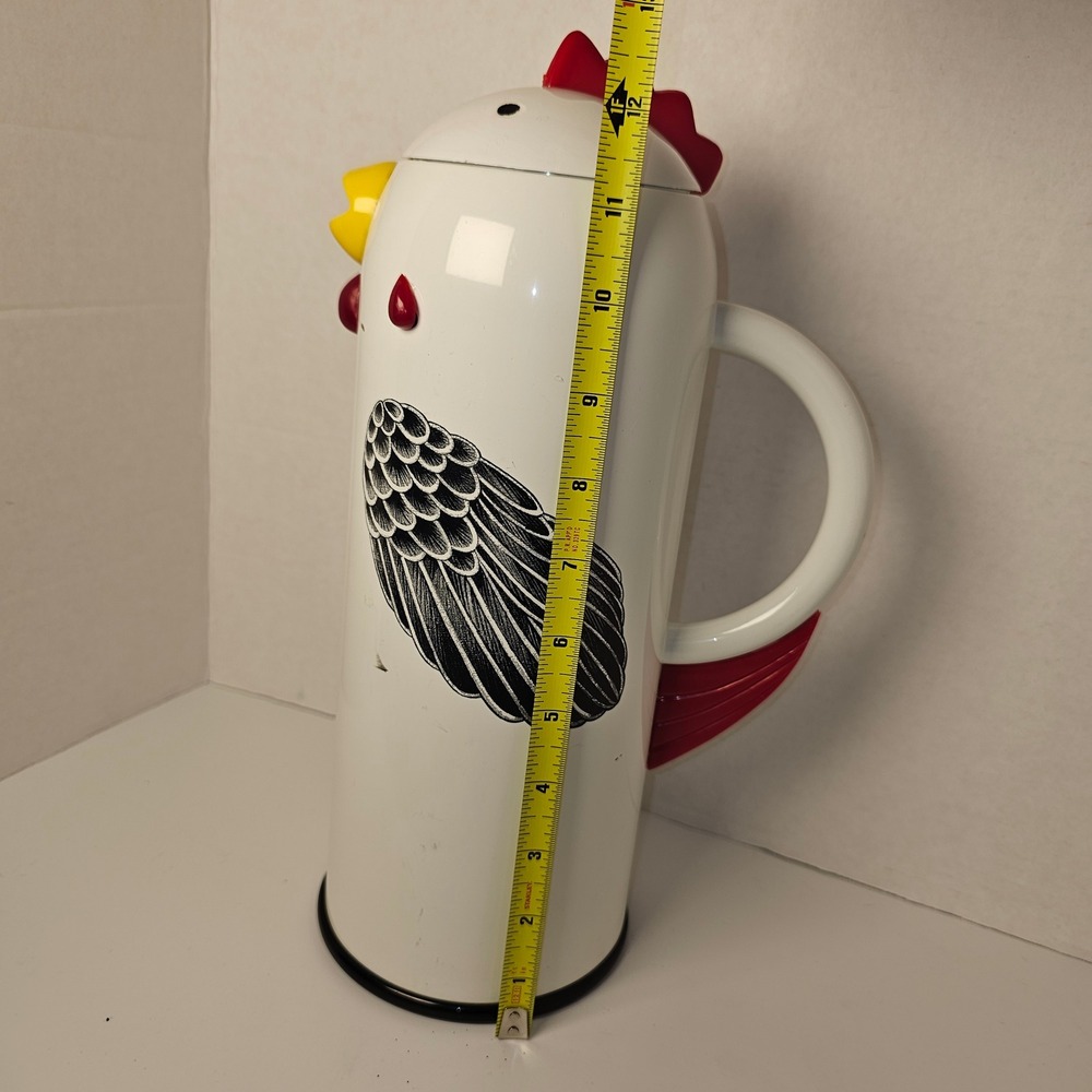 Vintage 1993 Kamenstein Chicken Thermal Carafe Pitcher White Red Rooster - Picture 7 of 8